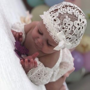 Lace baby hat with Lace outfit cotton